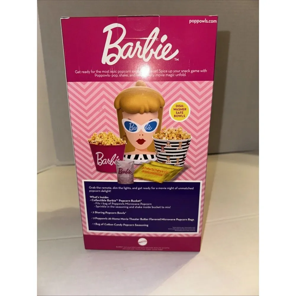 POPPOWLS Barbie RETRO Collectible Popcorn Bucket‎ Bowls Movie Night NEW